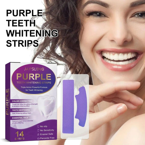 Purple Teeth Whitening Strips – Color Correcting, Peroxide-Free (14 Strips)